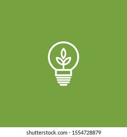 lightbulb logo design template with the concept of leaves and trees inside, light bulb logo design