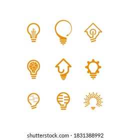 Plantilla de logotipo de bombilla. Icono de lámpara. Logo de la bombilla de luz abstracta. Plantilla de logotipo comercial. Ilustración del vector