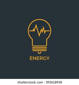 Lightbulb logo, vector illustration. Lightbulb with pulse.
