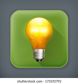 Lightbulb, long shadow vector icon