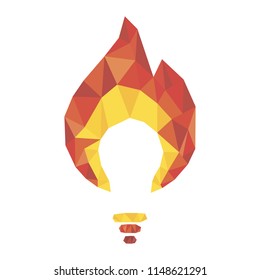 Lightbulb in low polygonal style. Lowpoly idea bulb vector icon. New idea vector icon.