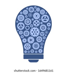 Lightbulb made of cog wheels abstract teamwork mind cooperation concept vector illustration
