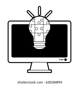 lightbulb made of puzzle pieces teamwork concept image 