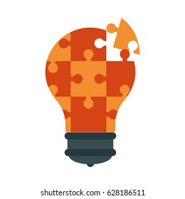 lightbulb made of puzzle pieces teamwork concept image 