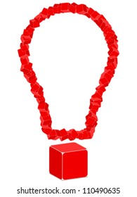 lightbulb made of red boxes