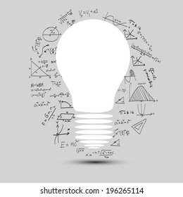  lightbulb with math calculations vector illustration