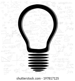  lightbulb with math calculations vector illustration