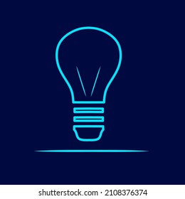 Lightbulb neon line art logo colorful design with dark background. Abstract vector illustration. Isolated black background for t-shirt, poster, clothing.