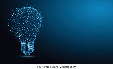 Lightbulb with network structure vector background