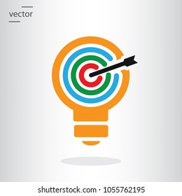 Lightbulb, Objective Target, Icon - Vector Illustration EPS, Flat Design Icon.