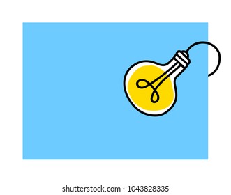 Lightbulb on blue background. Lamp sign. Concept creative idea. Vector hand drawn illustration.