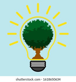 Lightbulb on a colored background. Idea lightbulb concept - Vector