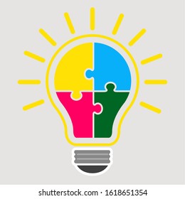 Lightbulb on a colored background. Idea lightbulb concept - Vector