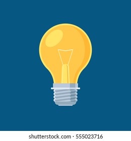 Lightbulb on dark blue background. Lamp sign. Concept icon creative idea. Vector illustration flat style