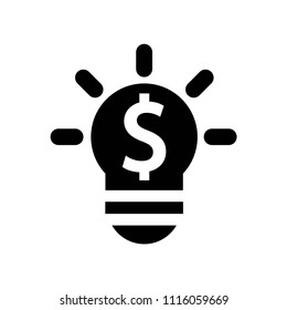 Lightbulb on with dollar sign symbol of commercial idea icon vector icon. Simple element illustration. Lightbulb on with dollar sign symbol of commercial idea symbol design. Can be used for web and
