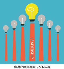 Lightbulb on graph,Vector leadership conceptual
