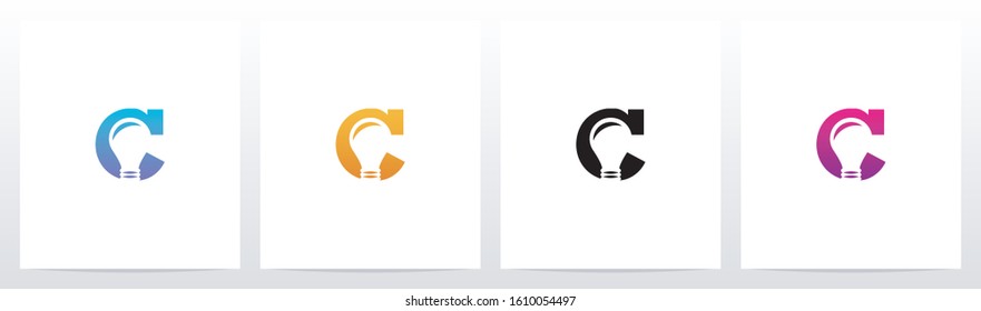 Lightbulb On Letter Logo Design C