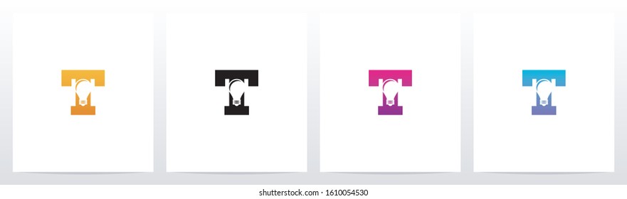 Lightbulb On Letter Logo Design T
