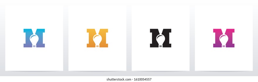 Lightbulb On Letter Logo Design M