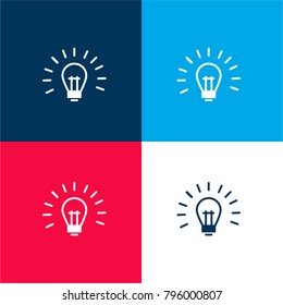 Lightbulb on outline inside a circle four color material and minimal icon logo set in red and blue