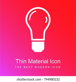 Lightbulb on red and pink gradient material white icon minimal design