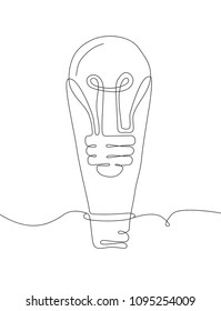 Lightbulb - one line design style illustration isolated on white background. Inspiration, creative idea concept. High quality image for your presentation