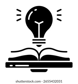 Bombilla con el libro abierto, icono de la educación creativa
