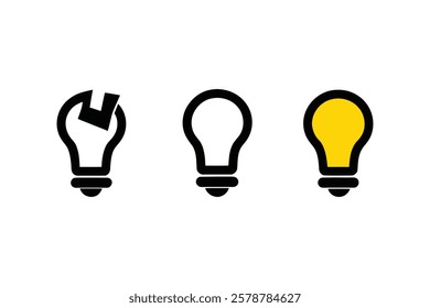 Lightbulb Outline Icon Set – Thin Line Lamp Collection
