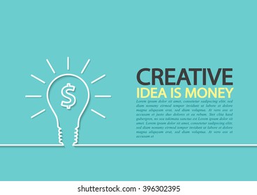 Lightbulb outline for Valuableness of Creative ideas concept with design template and abstract background, vector illustration