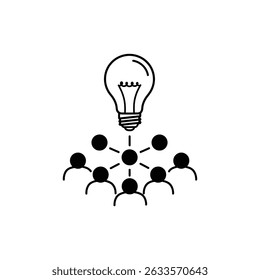 Lightbulb Over Team Representing Idea Generation and Collaboration