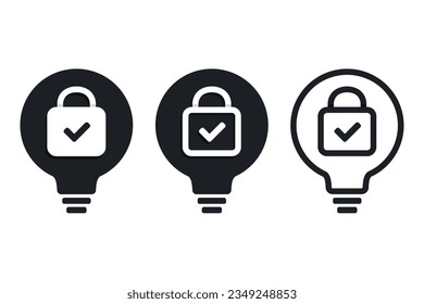 Lightbulb padlock icon. Protection and privacy intellectual property. Illustration vector