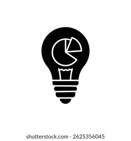 Lightbulb with Pie Chart Filament Icon for Business Insights and Ideas
