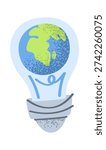 Lightbulb with planet earth inside