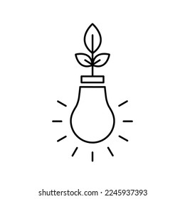 lightbulb with plant, green energy concept icon vector