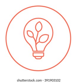 Lightbulb and plant inside line icon.