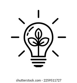 lightbulb with plant outline style icon