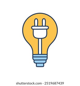 Lightbulb plug icon. Lightbulb with a plug inside, symbolizing power and innovation.