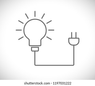 bombilla de luz con icono de contorno de enchufe