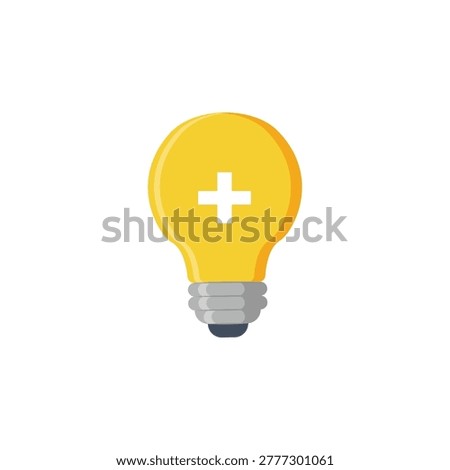 Lightbulb with Plus Sign Vector Illustration. Positive Thinking and Health Innovation