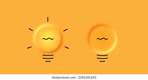 Lightbulb power on and off, neumorphic style buttons