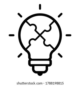 Lightbulb  Puzzle Flat Icon Isolated On White Background