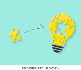 Lightbulb with puzzle piece as idea and solution concept