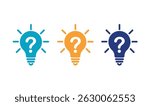 Lightbulb and question mark. Idea generation and creativity, icon, vector.