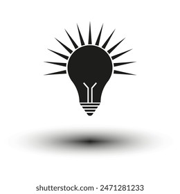 Lightbulb with rays. Bright idea. Innovation symbol. Vector icon.