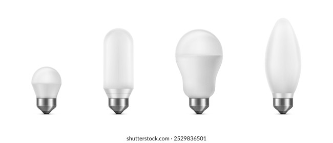 Lightbulb realistic vector illustration set