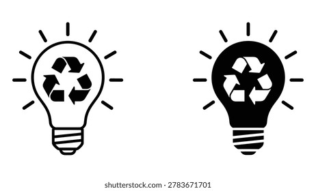 Lightbulb with recycle arrows vector symbol