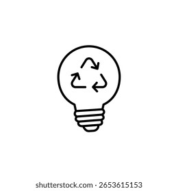 Lightbulb With Recycle Symbol Outlined On Transparent Background