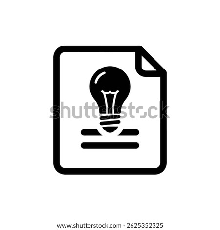 Lightbulb Rising from Document Icon for New Ideas and Document Creation