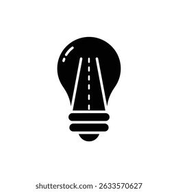 Lightbulb with Road Representing Strategic Focus and Goal Achievement
