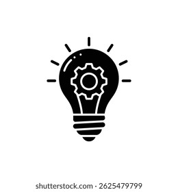 Lightbulb with Settings Gear, Symbolizing Innovation and System Optimization